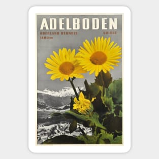 Adelboden, Switzerland, Vintage Travel Ski Poster Sticker